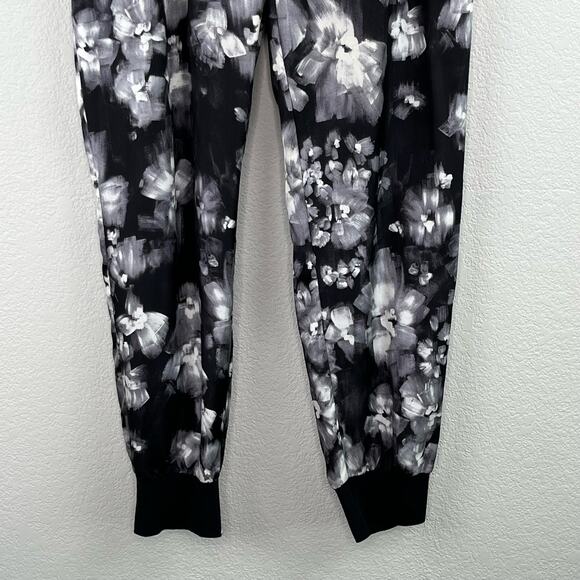 Rebecca Taylor Pleated Georgette Black Ghost Floral Ankle Silk Jogger Pants 4 - Picture 7 of 15